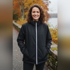 NEW! Nordstrom Women's Black Hooded windjacket Sz Large